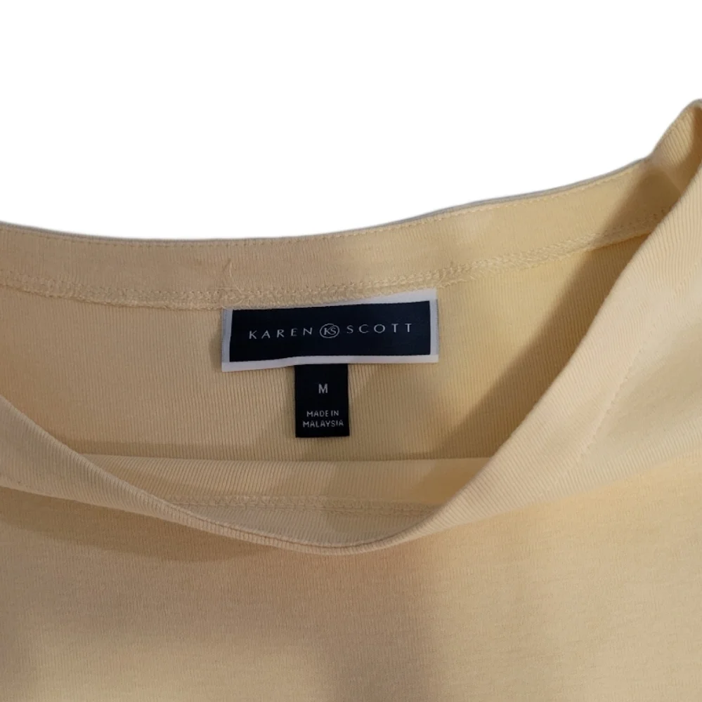 Karen Scott Women's Size Medium Short Sleeve Boat Neck Top Yellow - Picture 3 of 7